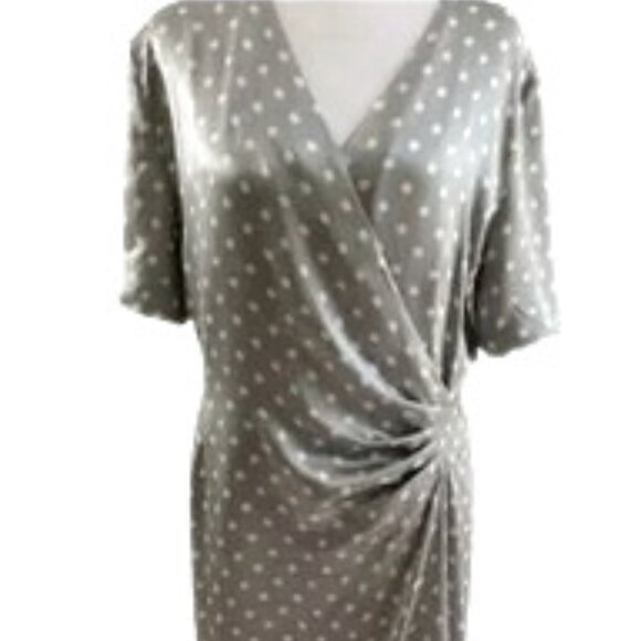 Escada by Margaretha Ley Dress Vintage Silk Midi Faux Wrap Polka Dots sz 42 - Picture 1 of 14